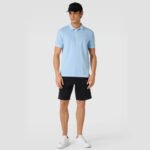Polo shirt with label stitching in light blue